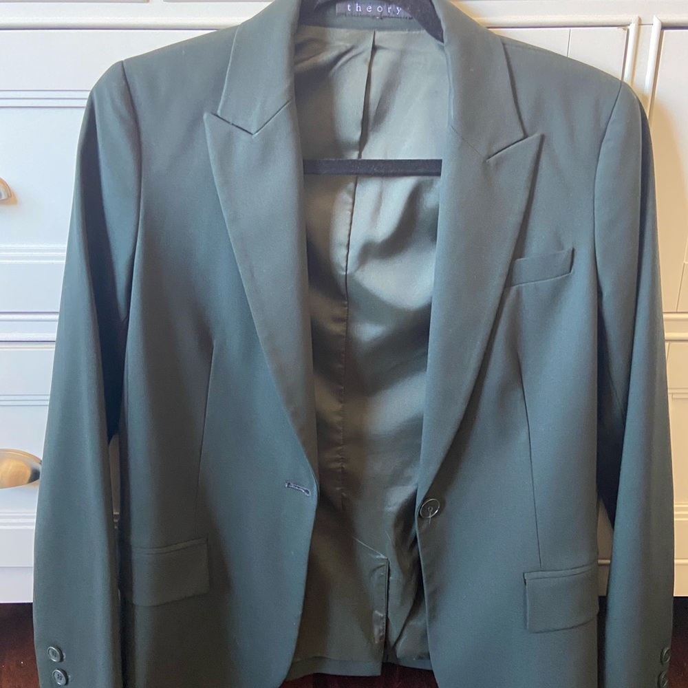 Theory Dark Green Blazer Small lined